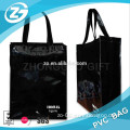 Black shiny tote bag made of PVC plastic